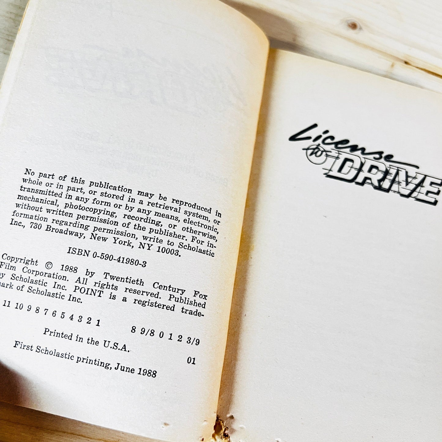 License To Drive Novelization Paperback Book