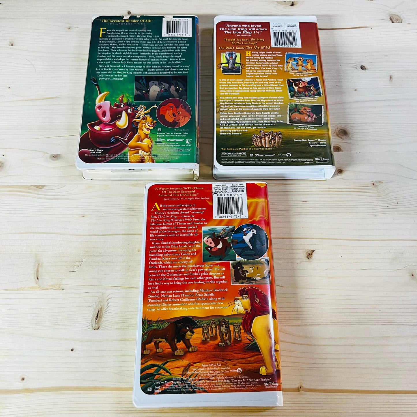 Lion King VHS Tapes Lot of Three