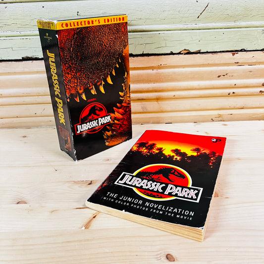 Jurassic Park VHS Tapes and Paperback Book